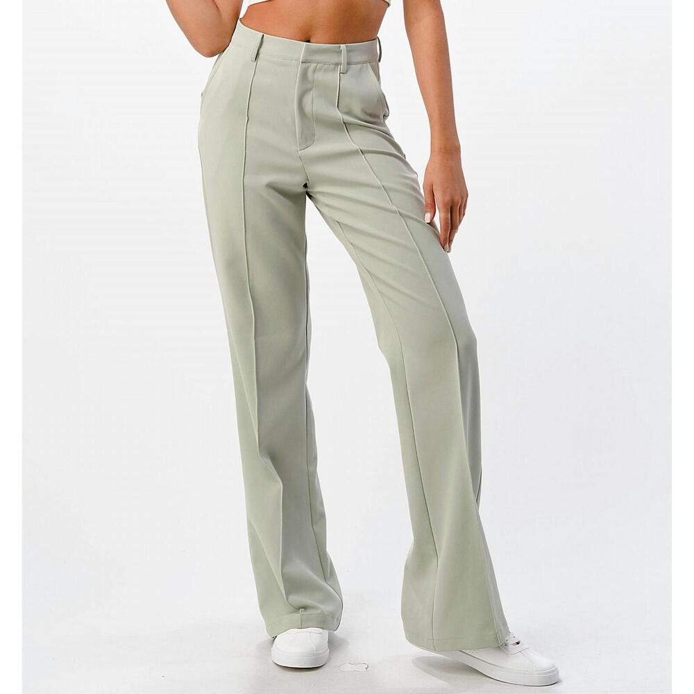 NEW MNI LOS ANGELES front seam wide leg pants in sage